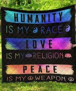 Humanity Is My Race Love And Peace Hippie Gift Idea Quilt Bedding Set Bedroom Decor, Gifts for Family