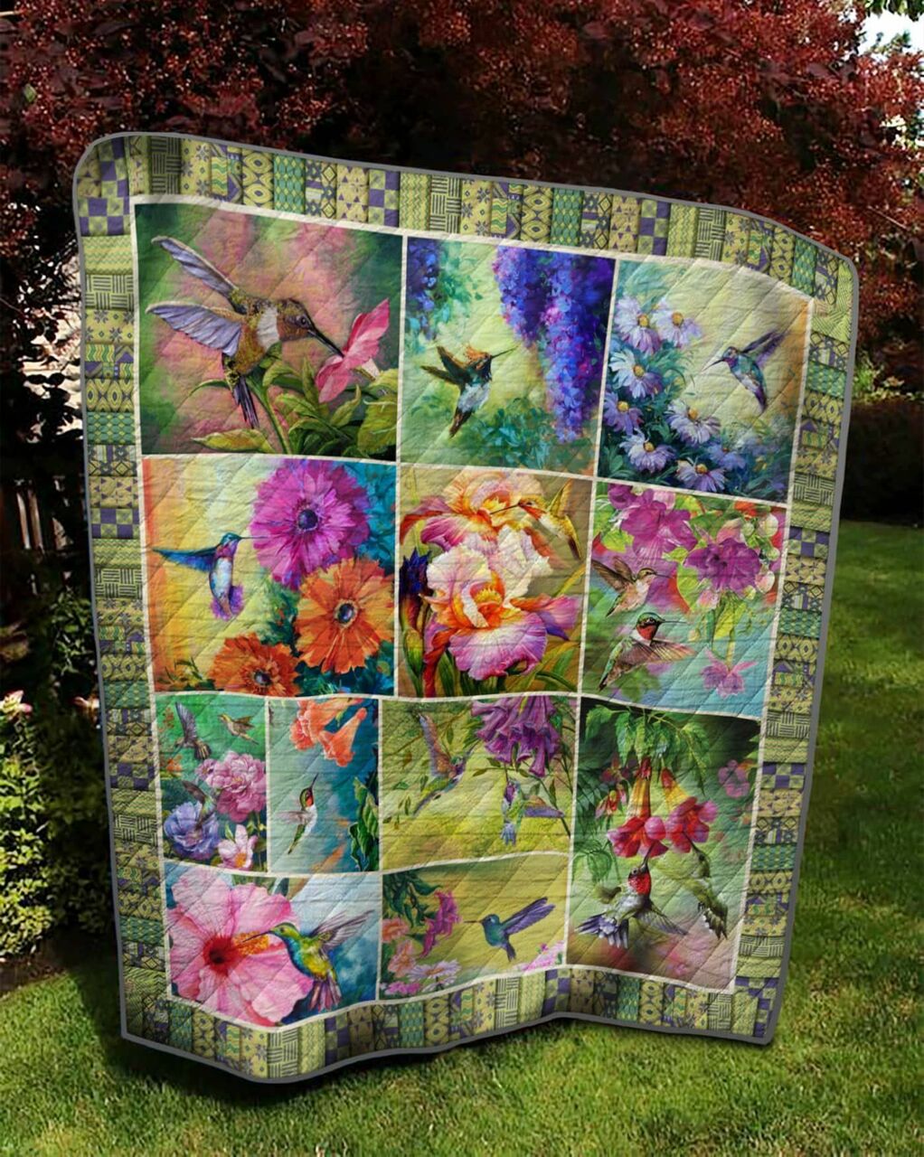 Humming Bird Happily Ever After Quilt Bedding Set Blanket Bedroom Decor, Gifts for Family