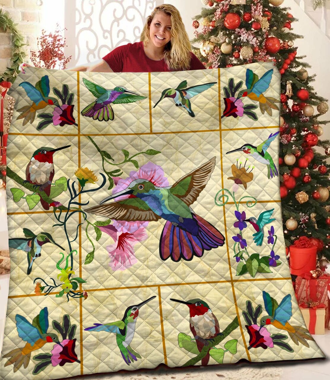 Humming Bird Quilt Bedding Set - Ideal for Garden Enthusiasts and Family Gifts