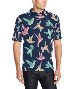Hummingbird Cute Pattern Print Design 01 Men Polo Shirt