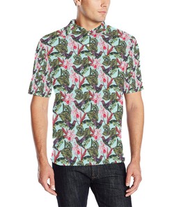 Hummingbird Cute Themed Print Men Polo Shirt