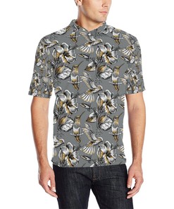 Hummingbird Pattern Print Design 02 Men Polo Shirt
