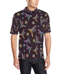 Hummingbird Pattern Print Design 04 Men Polo Shirt
