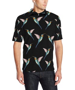 Hummingbird Pattern Print Design 06 Men Polo Shirt