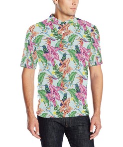 Hummingbird Tropical Pattern Print Design 05 Men Polo Shirt