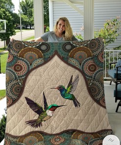 Hummingbirds Mandala Quilt Bedding Set - Great for Bedroom Decor and Family Gifts