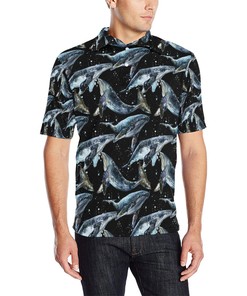 Humpback Whale Pattern Print Design 01 Men Polo Shirt
