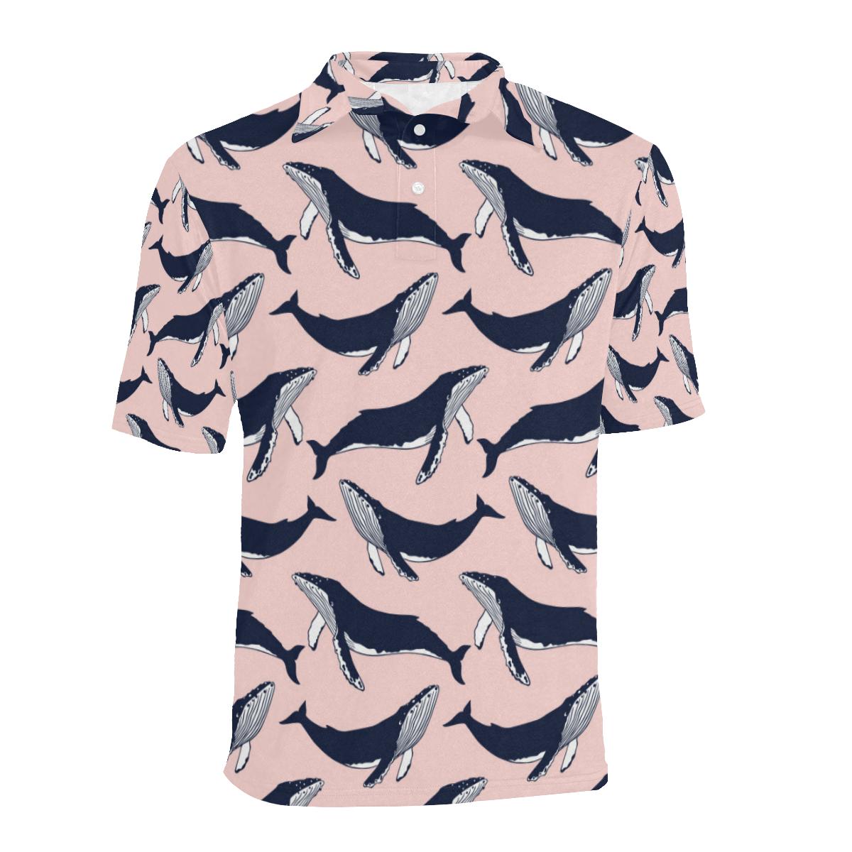 Humpback Whale Pattern Print Design 02 Men Polo Shirt - Image 2