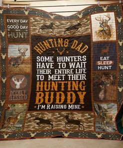 Hunting Dad Meet Their Hunting Buddy Quilt Bedding Set Blanket FatherS Day