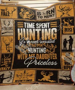 Hunting Dad Quilt Blanket Bedding Set Personalized for Home Decor and Family Gifts