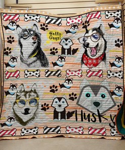 Husky Hello Guys Personalized Quilt Blanket Bedding Set Great for Bedroom Decor and Family Gifts