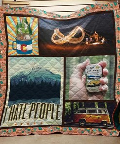 I Hate People Camping Personalized Blanket Quilt Bedding Set for Home Decoration, Great Gifts for Family