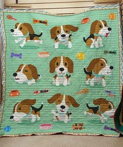 I Love Beagle Personalized Quilt Bedding Set for Home Decoration and Family Gift Ideas