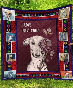 I Love Greyhound Quilt Bedding Set Blanket