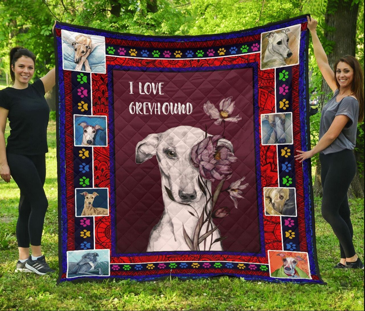 I Love Greyhound Quilt Bedding Set Blanket
