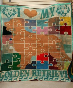 I Love My Golden Retriever Personalized Quilt Bedding Set - Great for Bedroom Decoration