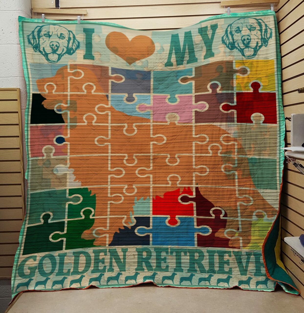 I Love My Golden Retriever Personalized Quilt Bedding Set - Great for Bedroom Decoration