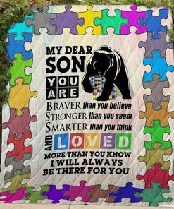 I Love My Son Personalized Bear Autism Quilt Bedding Set - Ideal Gifts for Family