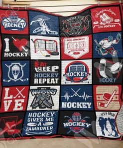 Ice Hockey Custom Quilt Bed Set Blanket for Bedroom Decoration and Gifts for Fans