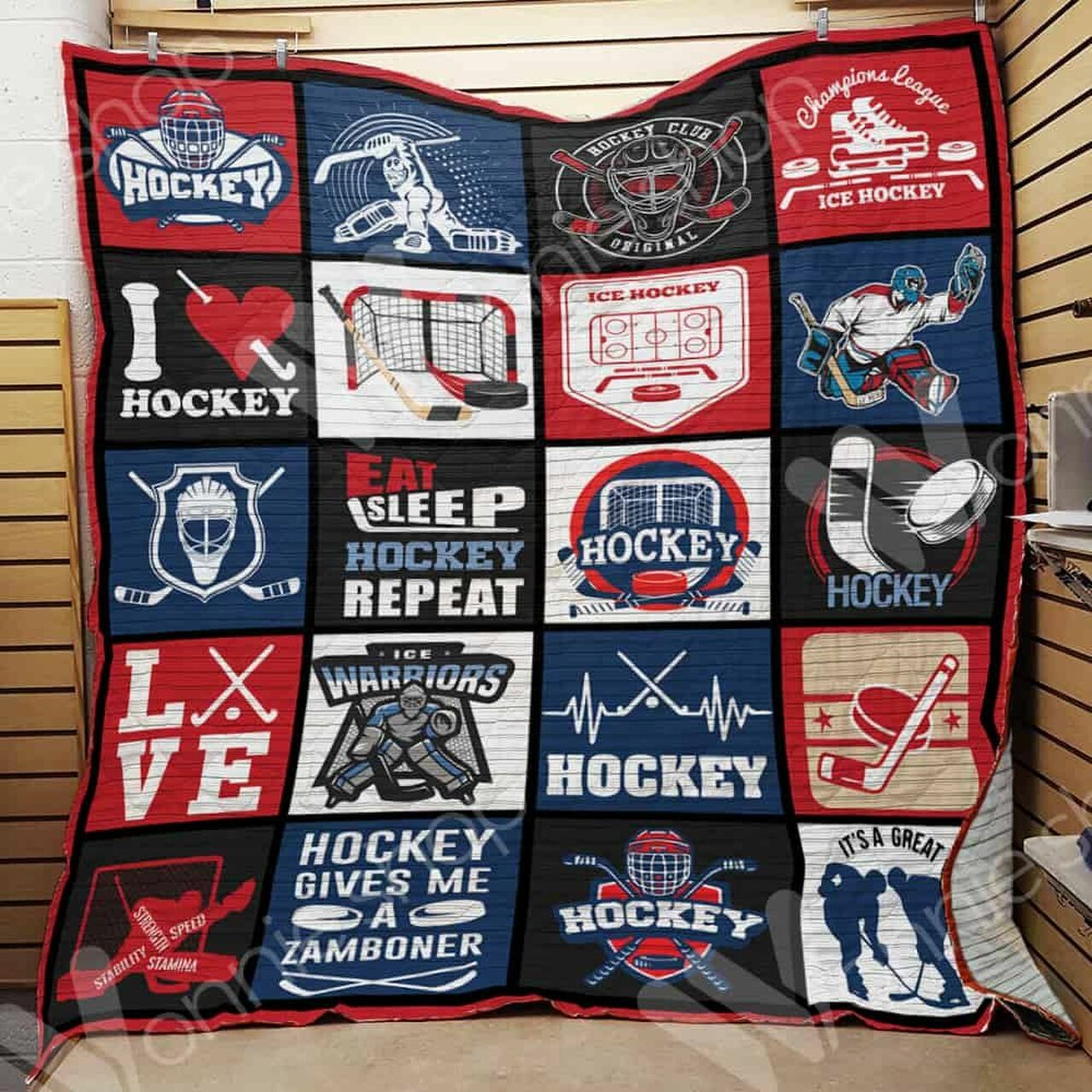 Ice Hockey Custom Quilt Bed Set Blanket for Bedroom Decoration and Gifts for Fans
