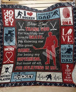 Ice Hockey Dad Personalized Quilt Blanket Bedding Set for Home Decoration and Family Gifts