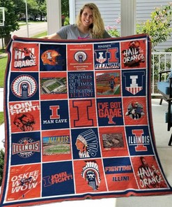 Illinois Fighting Illini Quilt Bedding Set Blanket Limited Quilt Bedding Set Blanket