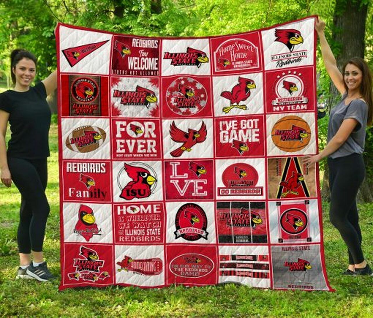 Illinois State Redbirds Personalized Quilt Bedding Set for Home Decoration & Family Gifts
