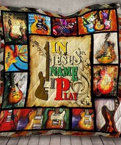 In Jesus Name I Play Guitar Personalized Quilt Bedding Set for Home Decoration and Family Gifts