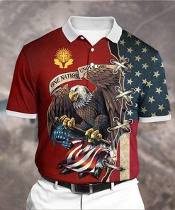 Independence Day Eagle Patriot One Nation Under God Polo Shirt