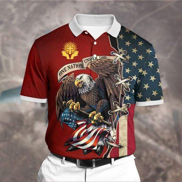 Independence Day Eagle Patriot One Nation Under God Polo Shirt