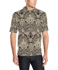 Indian Boho Wolf Men Polo Shirt