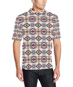 Indian Navajo Art Themed Design Print Men Polo Shirt