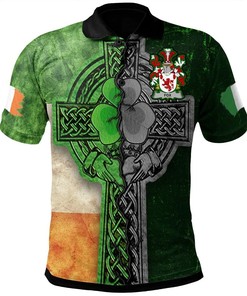 Ireland Clothing - Fox Irish Family Crest Polo Shirt - Irish Claddagh Cross