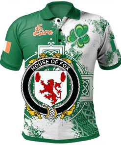 Ireland Clothing - House of FOX Irish Family Crest Polo Shirt - Irish Celtic Cross
