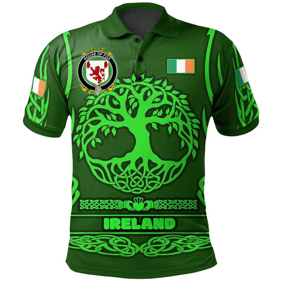 Ireland Clothing House of FOX Irish Family Crest Polo Shirt Symbol