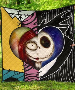 Jack & Sally Love Half Face Mixed Gift Idea Quilt Bedding Set Bedroom Decor, Gifts for Family