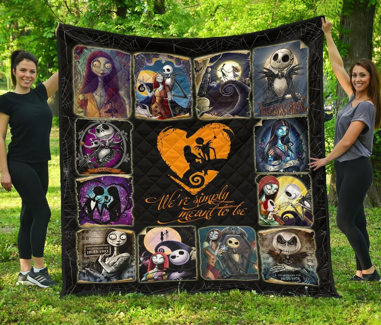 Jack & Sally Nightmare Before Christmas Fan Gift Quilt Bedding Set Bedroom Decor, Gifts for Family