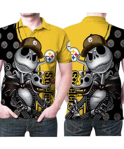 Jack Skellington Pittsburgh Steelers Snapback Logo 3D Printed Gift For Pittsburgh Steelers Fan Polo Shirt