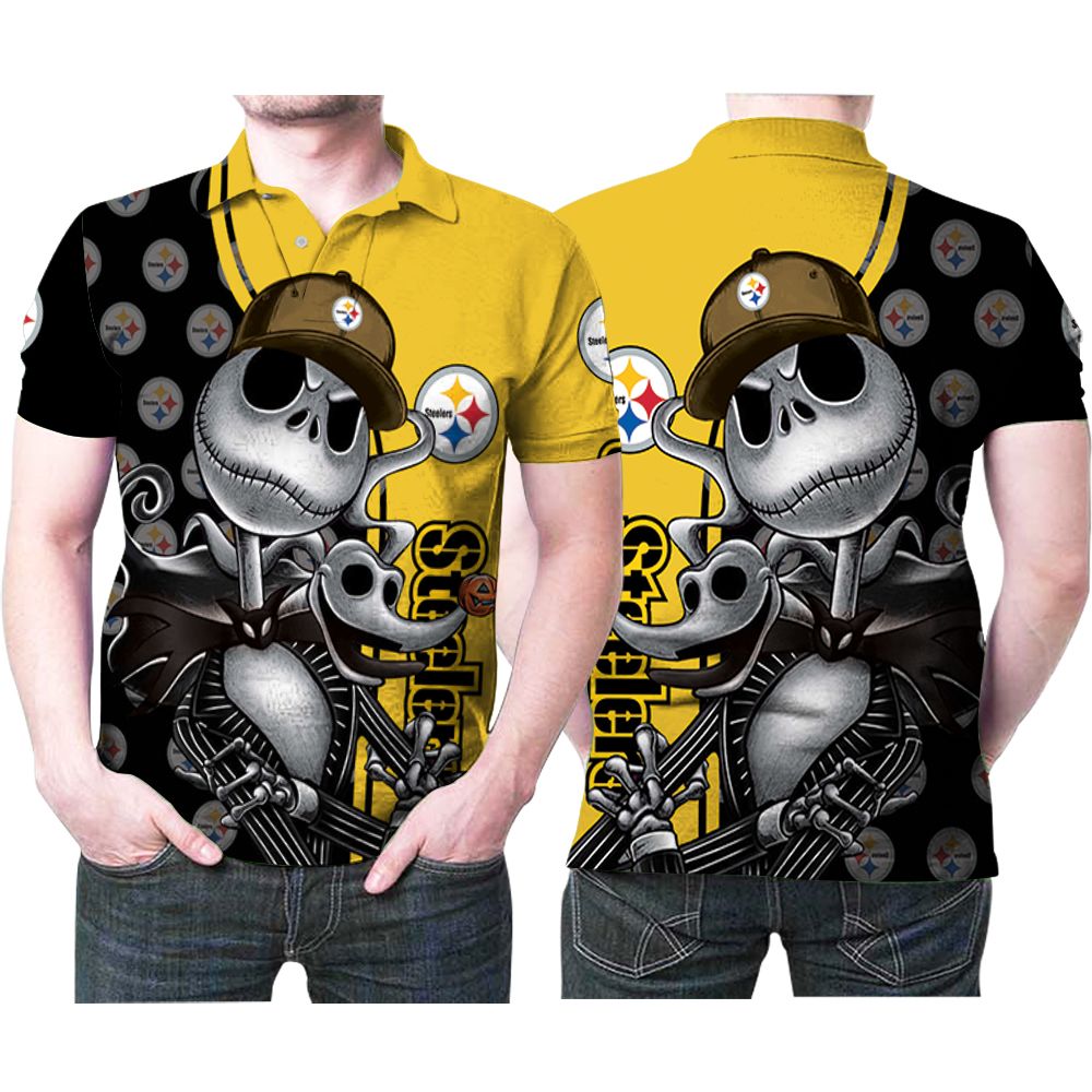 Jack Skellington Pittsburgh Steelers Snapback Logo 3D Printed Gift For Pittsburgh Steelers Fan Polo Shirt