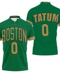 Jayson Tatum Boston Celtics 2020 Finished City Edition Kelly Green Jersey Polo Shirt