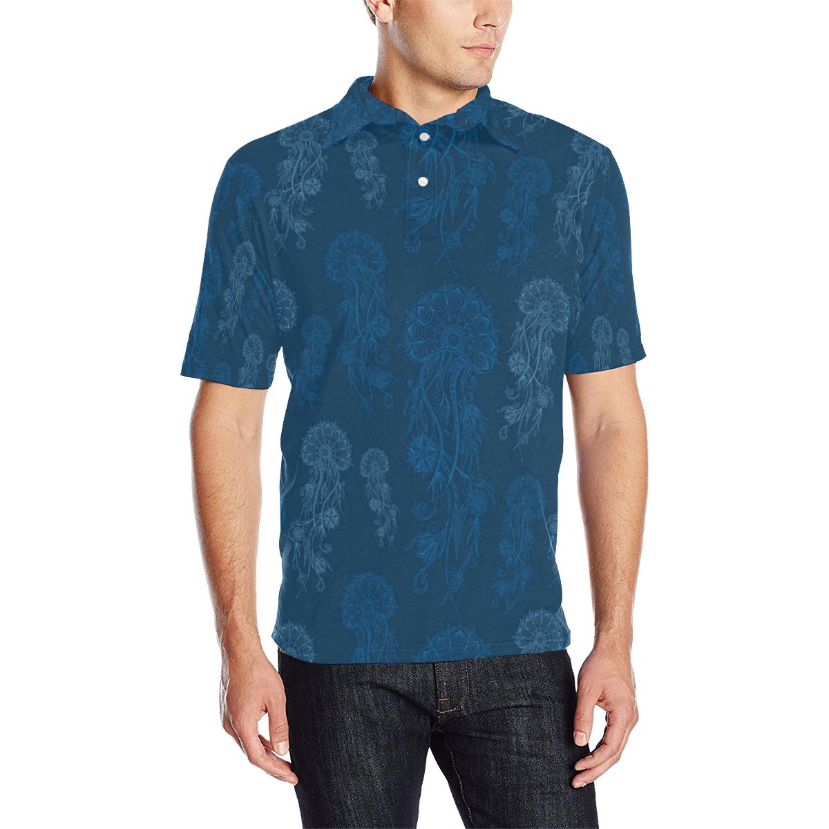 Jellyfish Pattern Print Design 01 Men Polo Shirt