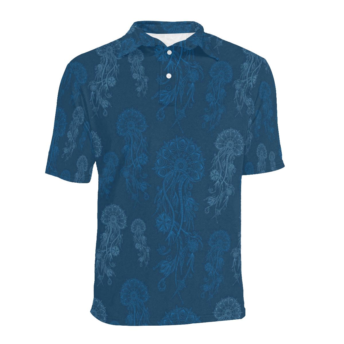 Jellyfish Pattern Print Design 01 Men Polo Shirt - Image 2