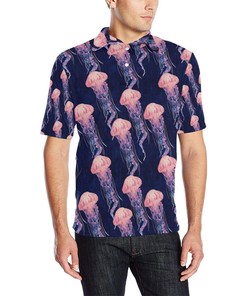 Jellyfish Pattern Print Design 03 Men Polo Shirt