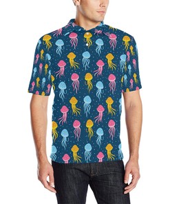 Jellyfish Pattern Print Design 04 Men Polo Shirt