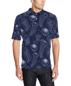 Jellyfish Pattern Print Design 05 Men Polo Shirt