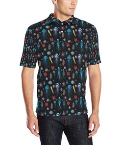 Jellyfish Underwater Print Men Polo Shirt