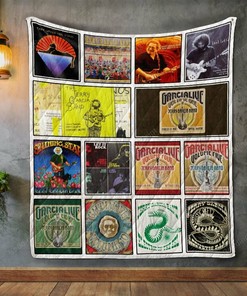 Jerry Garcia Acoustic Band Album Covers Quilt Bedding Set Blanket Bedroom Decor, Gifts for Family