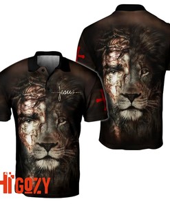 Jesus And Lion 3D All Over Printed Unisex Polo Shirt