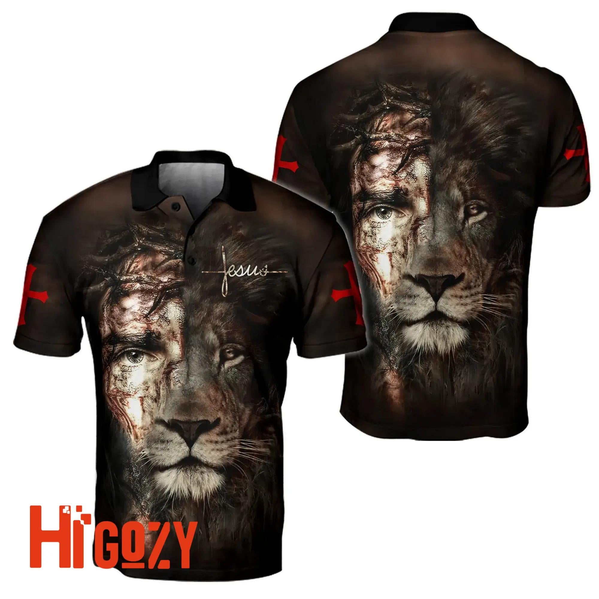 Jesus And Lion 3D All Over Printed Unisex Polo Shirt