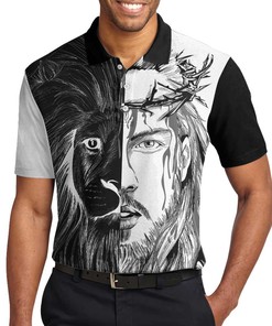 Jesus Christ Lion Contrast Polo Shirt